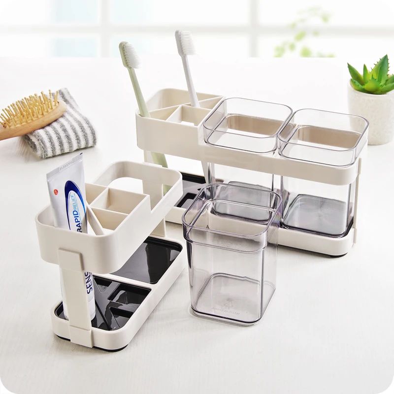 

1PC Quality Creative Removable Bathroom Tumblers Multi-function Toothbrush Holder Toothpaste Storage Racks Sets with Cups