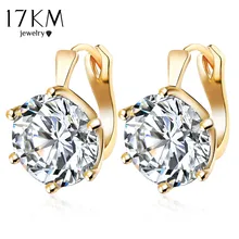 17KM New Fashion Statement bijoux 7 Color Vintage Punk Silver Color Crystal Flower Stud Earrings for Women Wedding Love Earring