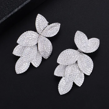

GODKI Celebrity Favorite Luxury Leaf Leaves Flower Collection Full Micro Cubic Zirconia Paved Wedding Bridal Earring For Women