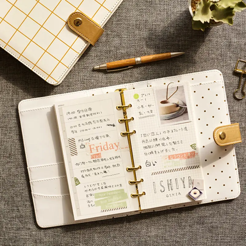 Yiwi Gold Stampe Snap notebook A6 Золотое кольцо вкладыш спираль планировщик связующий дневник