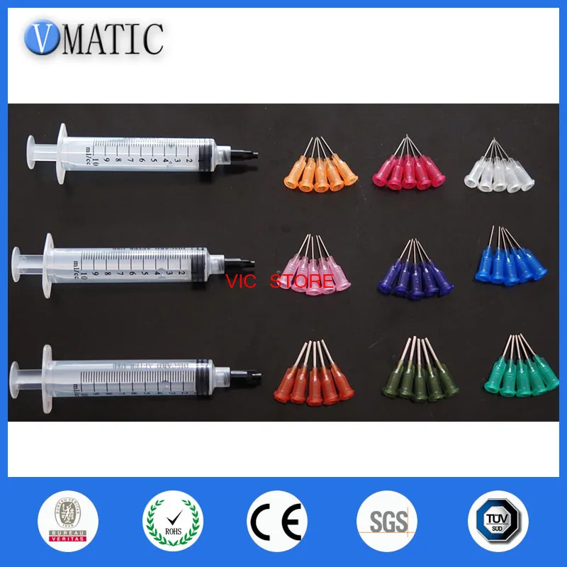 

Free Shipping Non Sterilized 10cc/ml Plastic Syringe & Stopper Kits Pack With Glue Dispensing Needle Tips 1/2 Inch