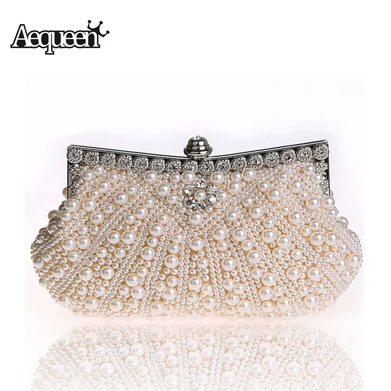Cheapest Fashion Women Evening Bags Faux Pearl Bead Rhinestone Day