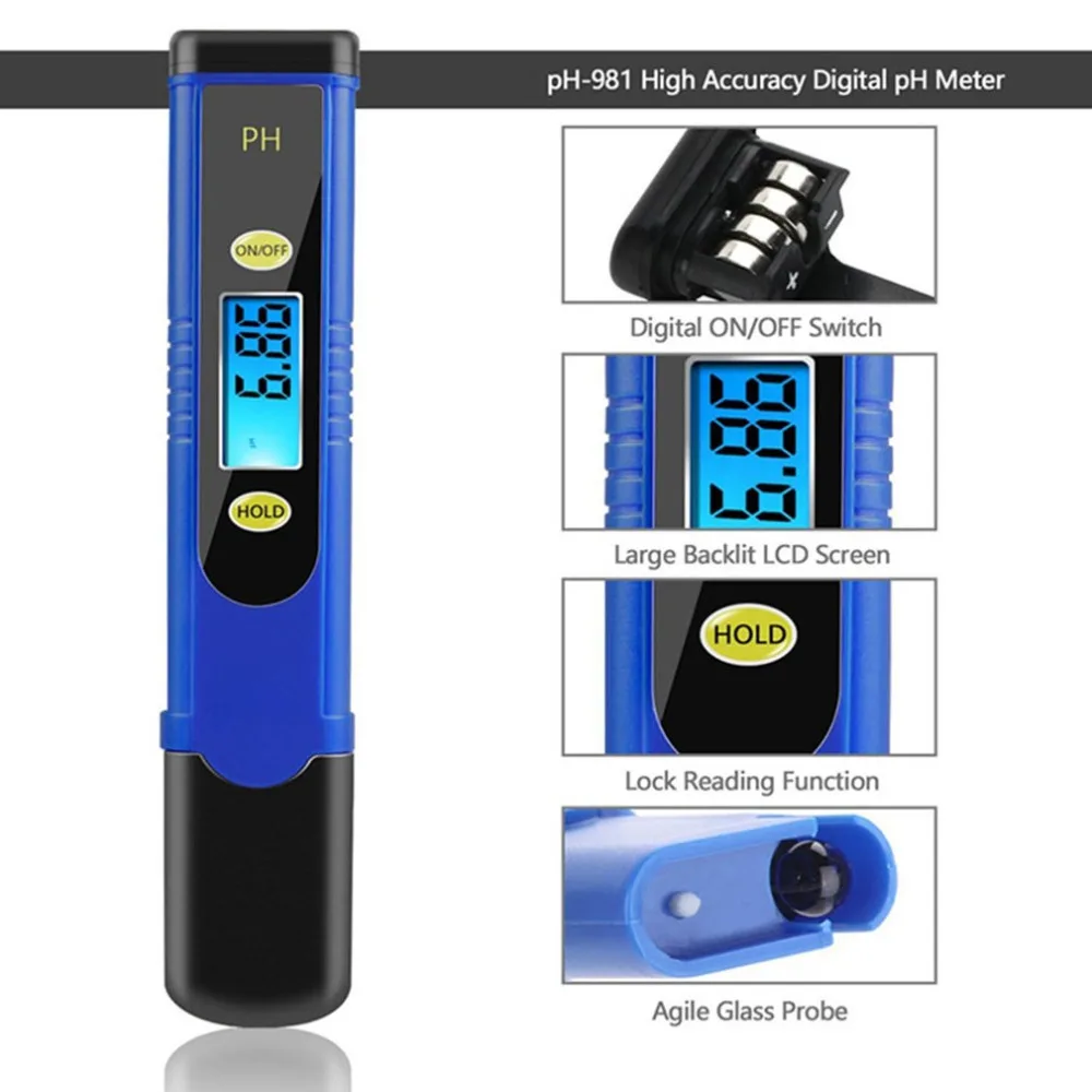 

Protable LCD Digital PH Meter Pen of Tester accuracy 0.1 Aquarium Pool Water Wine Urine automatic calibration