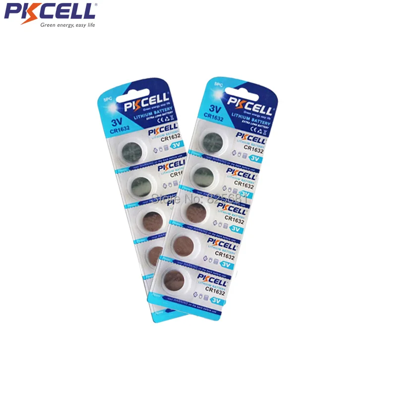 

10Pcs 2Card PKCELL CR1632 DL1632 1632 3V Batteries Button Coin Cell Lithium For Watches Calculator Flashlights Car Remote