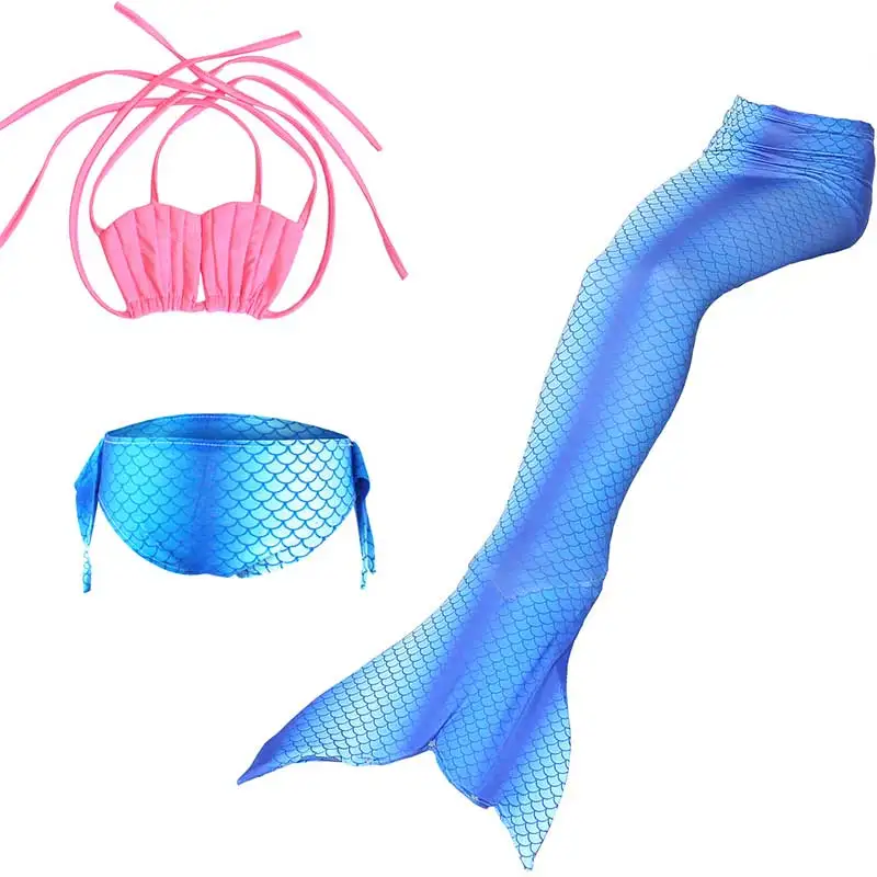 Детский купальный костюм с хвостиками русалки для девочек; одежда для косплея; костюм для плавания с хвостом русалки для детей
