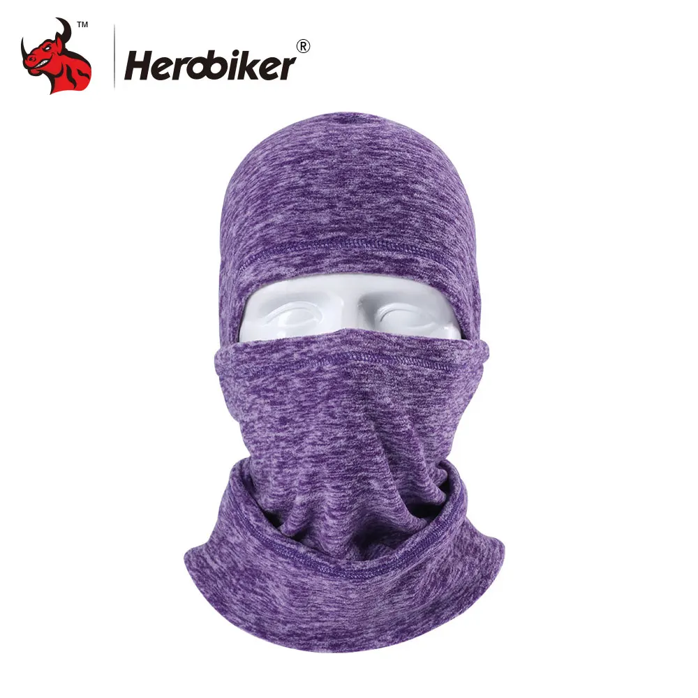 HEROBIKER Балаклава мото маска для лица мотоциклетная тактическая страйкбольная Пейнтбольная велосипедная Лыжная армейская маска для защиты всего лица - Цвет: purple