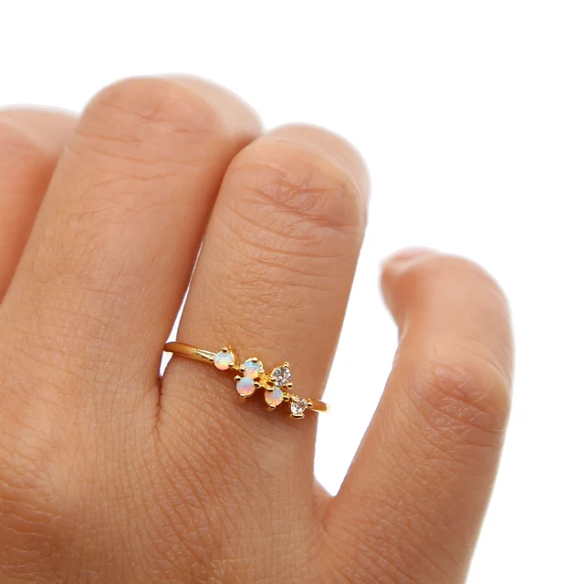 opal orb solitaire ring minimalist delicate jewelry in size 6 7 8 size 6 promise ring