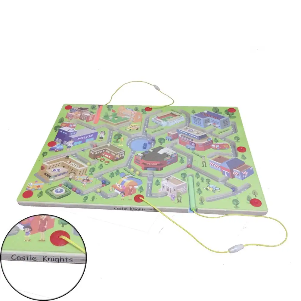

Castle Knights Magnetic Wand Marbles Labyrinth City Life Maze Educational Kids Wooden Parenting Family Game Toys