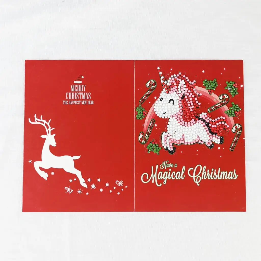 Алмазная картина мультфильм Мини Санта Клаус Счастливого Рождества бумажные поздравительные открытки на крафт-бумаге DIY детский фестиваль поздравительные открытки - Цвет: A