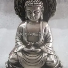 Zhmeru0013@++ древняя Китайская скульптура Будды было посеребренной латуни. Будда