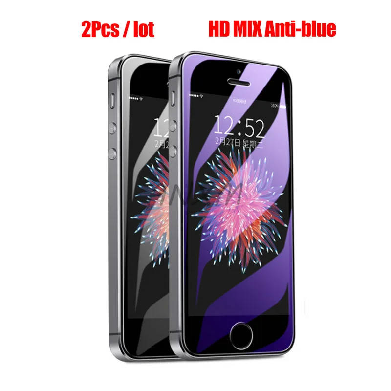 2 шт./лот закаленное стекло для Apple iPhone 5S 5 SE 5C защита экрана 9H анти Blu Ray Se защитная