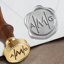 Персонализированные вензеля 3-Начальные Пользовательские Воск печать штамп " die-#314 шрифт Футура с линиями