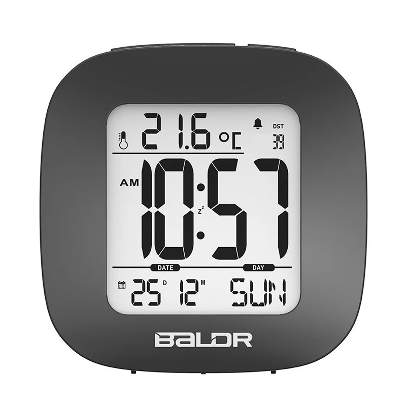 

Baldr LCD Digital Alarm Clock Snooze Time Calendar Display Watch Temperature Sensor Thermometer Timer Watch Travel Desk Clock