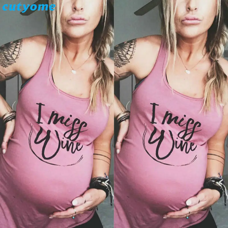 

Pregnancy Maternity Women Nuring Top Sleeveless T-shirts Plus Size Breastfeeding Clothes Funny Pregnant T Shirt 2018 Beach Wear