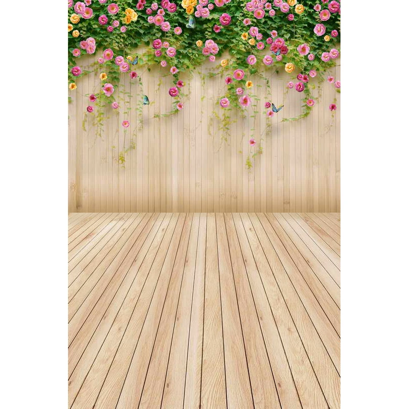 

Vinyl Photography Background Flower Wooden Floor Computed Printed Children Backdrops for Photo Studio MR-1243