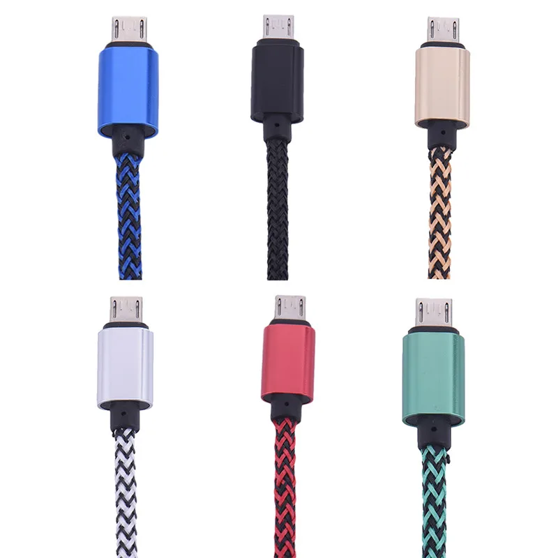 Universal 0 25 1 2 3M USB Metal hemp rope braided Charging Cable for Samsung Xiaomi