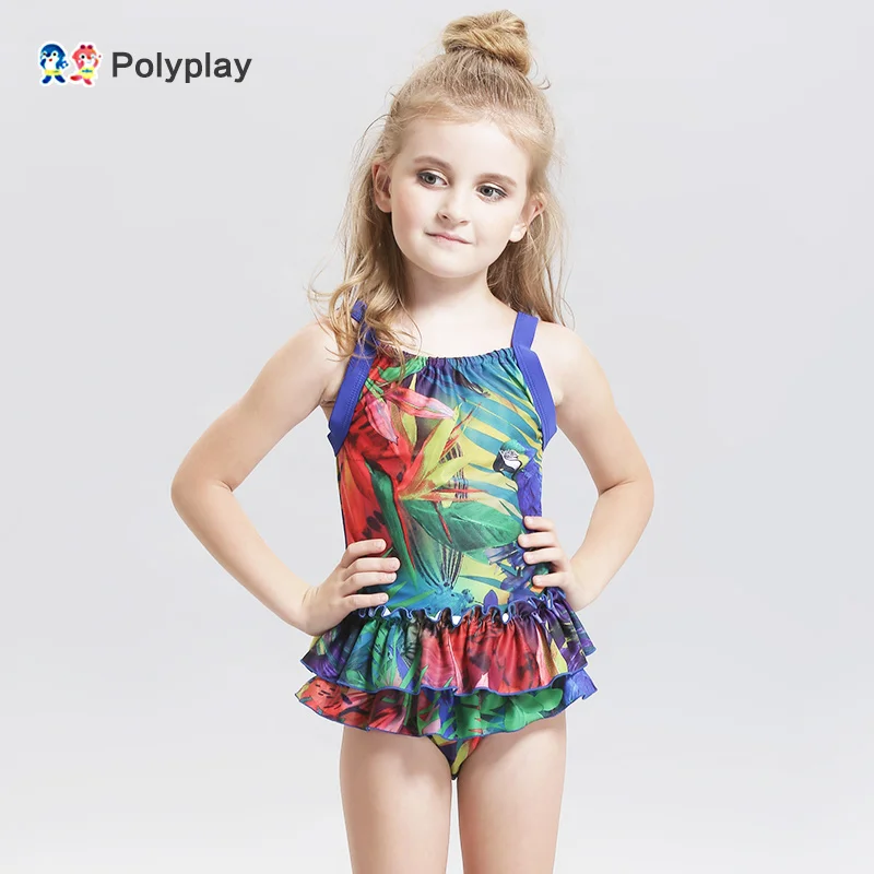 

New baby swimsuit girl one-piece triangle baby parrot holiday swimsuit little fresh skirt style
