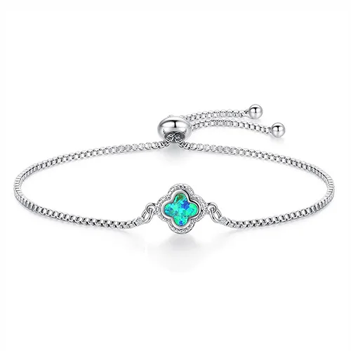 Серебряный геометрический регулируемый браслет-цепочка с голубым опалом, цирконием, кристаллом, глазом Хамса, ручные браслеты с кулоном в форме бесконечности для женщин - Окраска металла: WS4205