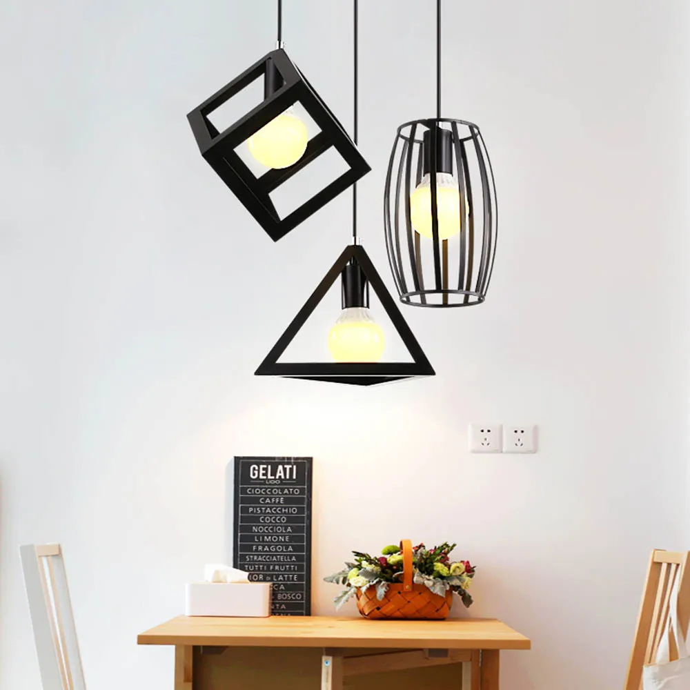 

Modern Nordic Iron E27 LED 3 Light Rustic Pendant Light Kit for Dining Living Room Light Fixtures Home Decor Art Night Lamps
