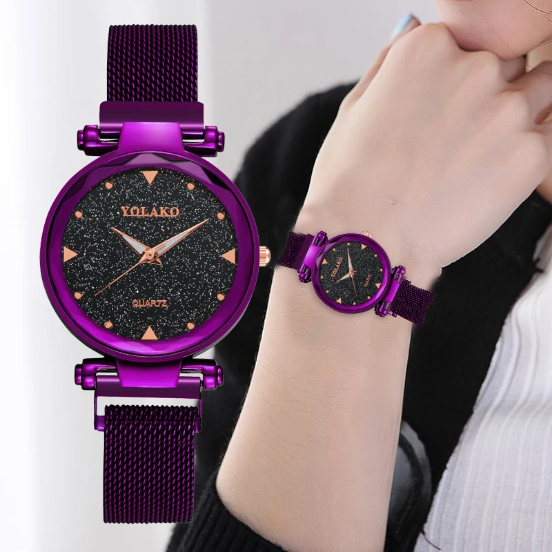 

Starry Sky Women Watches Luxury Diamond Rose Gold Magnetic Mesh Ladies Quartz Wrist Watch Clock Gift Relogio Feminino