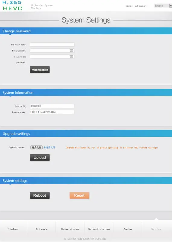 System settings