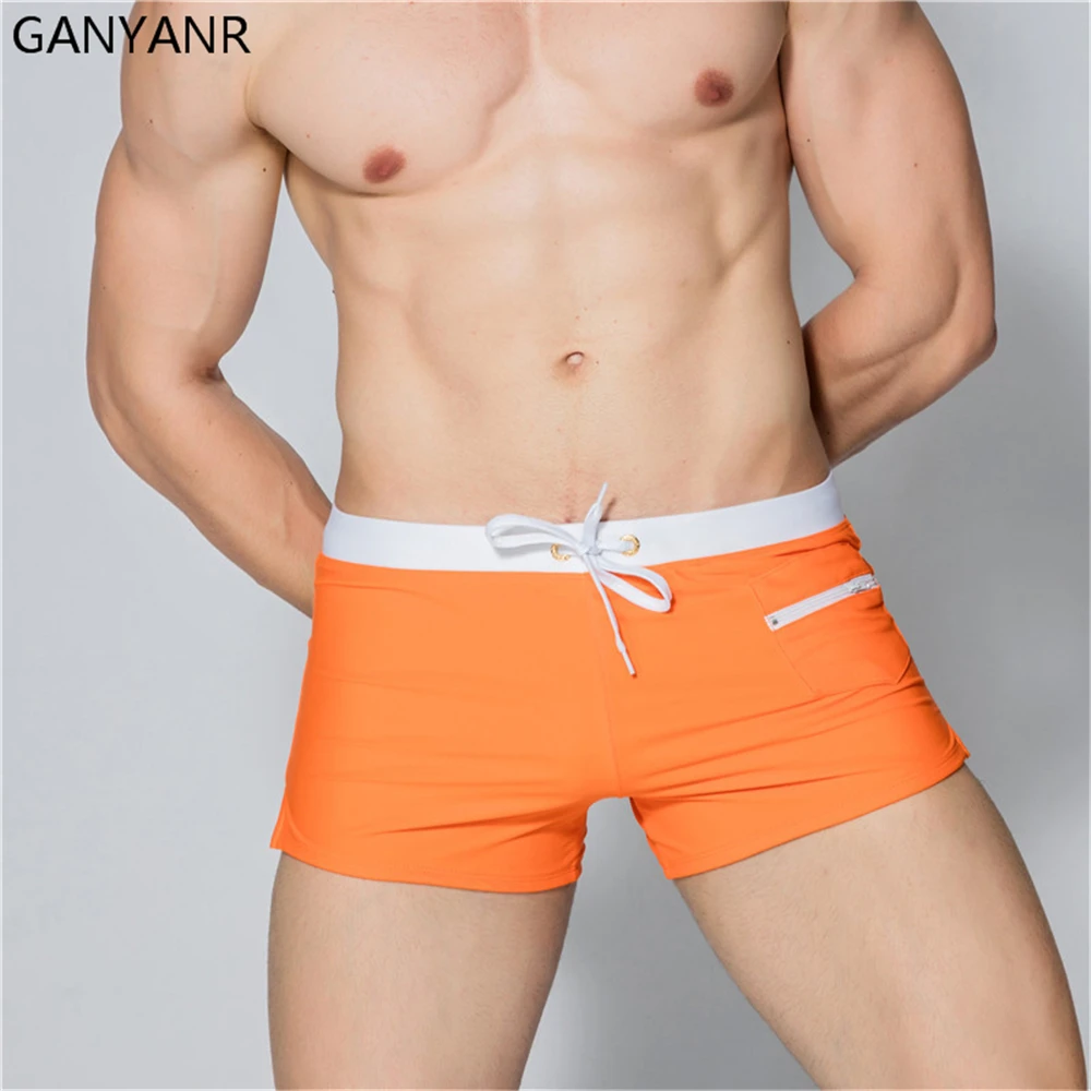 3pcs/lot Ganyanr Brand Swimming Trunks Men Swim Boxer Shorts Gay