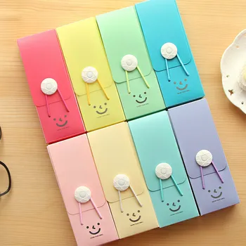 

Cute Smile Pencil Case Candy Color Plastic Pencil Box with Hasp Kawaii PVC Box Cheap Stationery Gift School Office Mini Portable