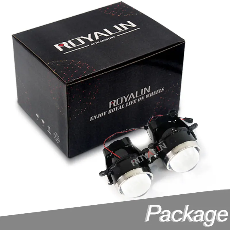  ROYALIN Adjustable For Ford Fog Lights Lens Bi Xenon Projector Lamp For Opel Mitsubishi Subaru Rena