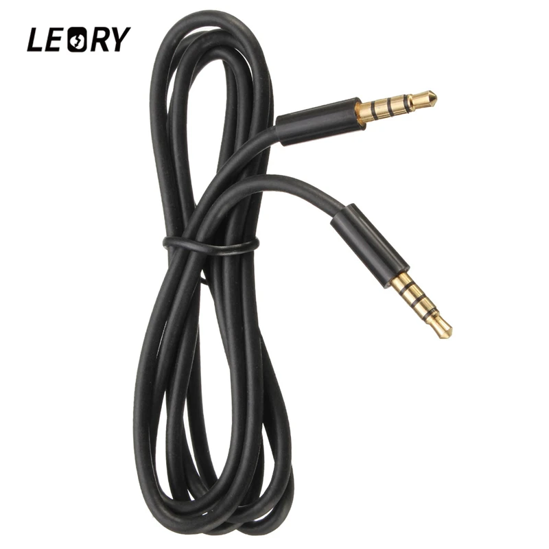 

LEORY Audio Cable 3.5MM Jack Male To Male Black Headphone Auxiliary Cord Stereo Audio Cable 4 Pole With Mic 1M