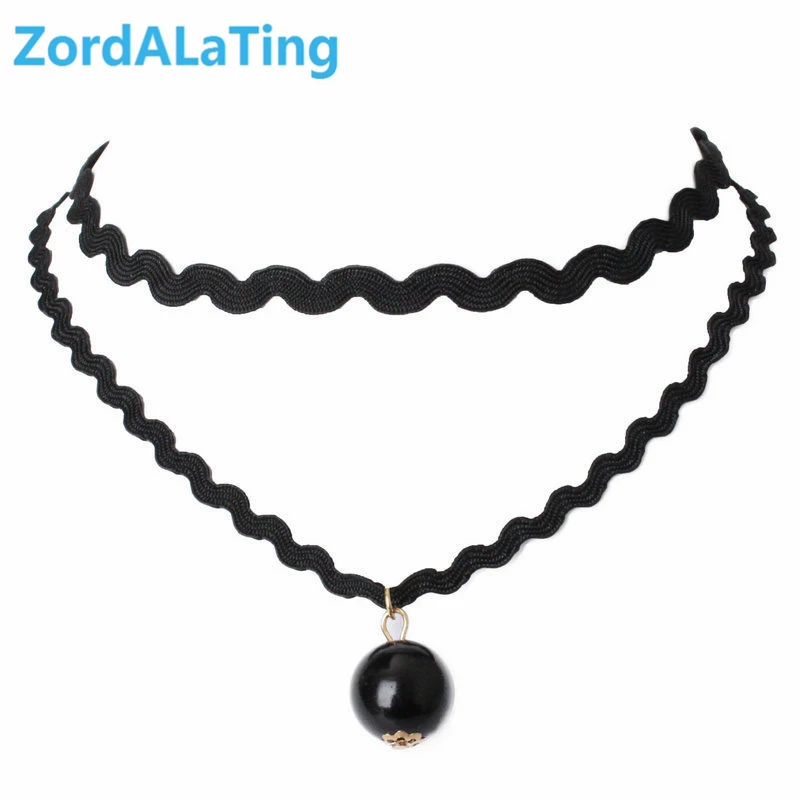 

2019 new fashion Simple choker collar chain sling double undulating black clavicle chain necklace for women girl lace jewelry