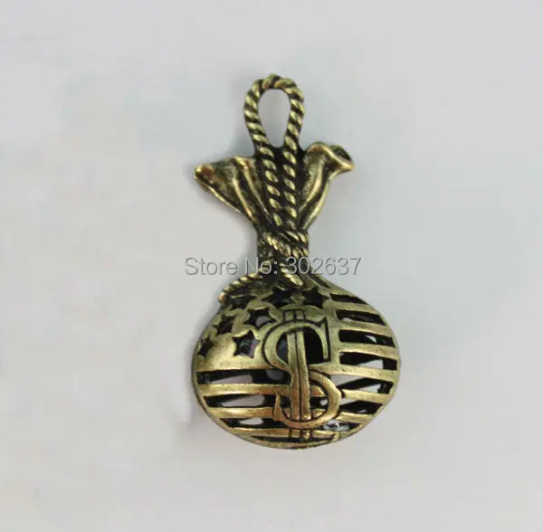 

FREE SHIPPING 5PCS Antiqued Bronze Hollow Out Money Bag Charm Pendants #22931