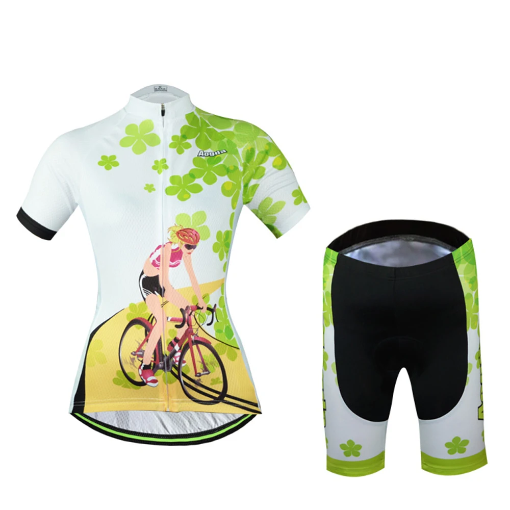 Aogda Green Cycling Jersey Set Women Summer Short Sleeve Cycling