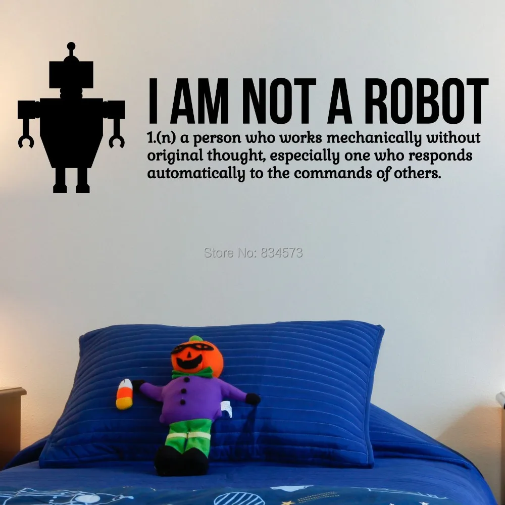 I Am Not A Robot Funny Kids Boys Wall Art Stickers Decal Home Diy I Am Not A Robot Funny Kids Boys Wall Art Stickers Decal Home Diy Decoration Decor Mural Removable Room 57x151cm In From