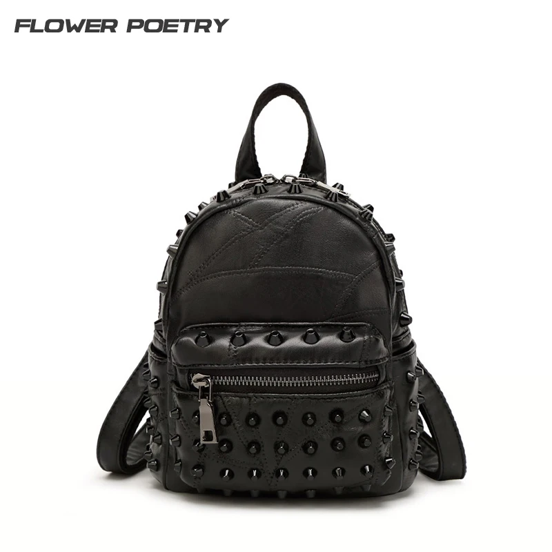 Women Leather Rivet Feminina Backpack Mini Punk Style Backpacks Ladies Small School Bag  for Teenage girls Mochila Feminina