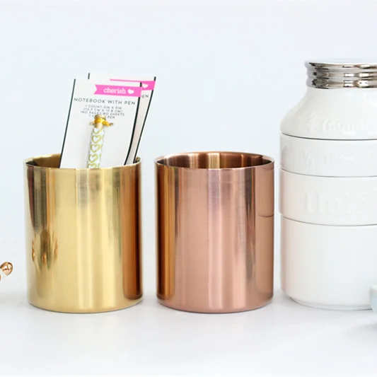 Nordic style brass gold vase / pen holder / set of storage tube rose