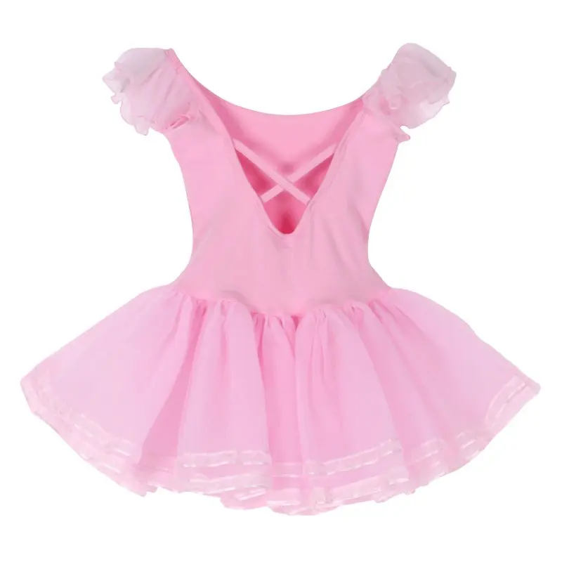 Балетное платье для девочек; детская Одежда для танцев; Детские костюмы для девочек; платье-пачка; трико для девочек; танцевальная одежда; Новинка - Цвет: Розовый