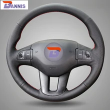 BANNIS Black Artificial Leather DIY Hand-stitched Steering Wheel Cover for Kia Sportage Sportage 3 2011-2014 Kia Ceed 2010