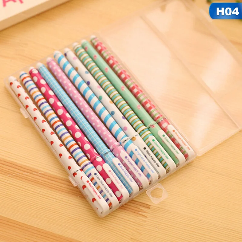 10 шт./компл. цветные ручки Гелевые кавайные ручки boligrafos Kawaii canetas Escolar милые корейские канцелярские принадлежности
