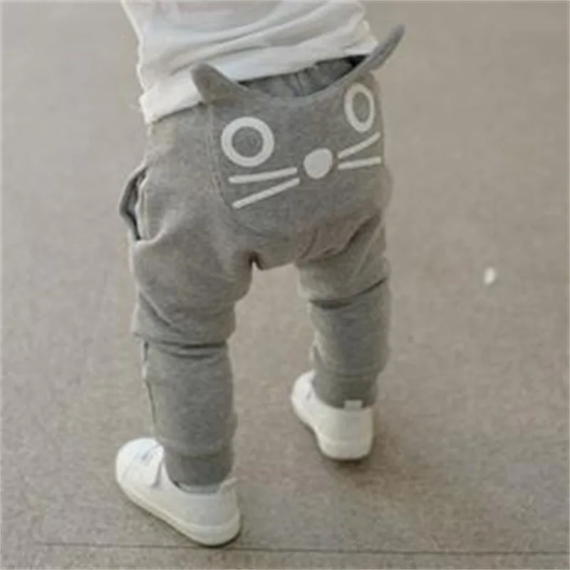 JXYSY/детская одежда весенне-осенние штаны-шаровары для маленьких мальчиков и девочек детские повседневные хлопковые брюки с совой штаны для малышей брюки для мальчиков - Цвет: Gray
