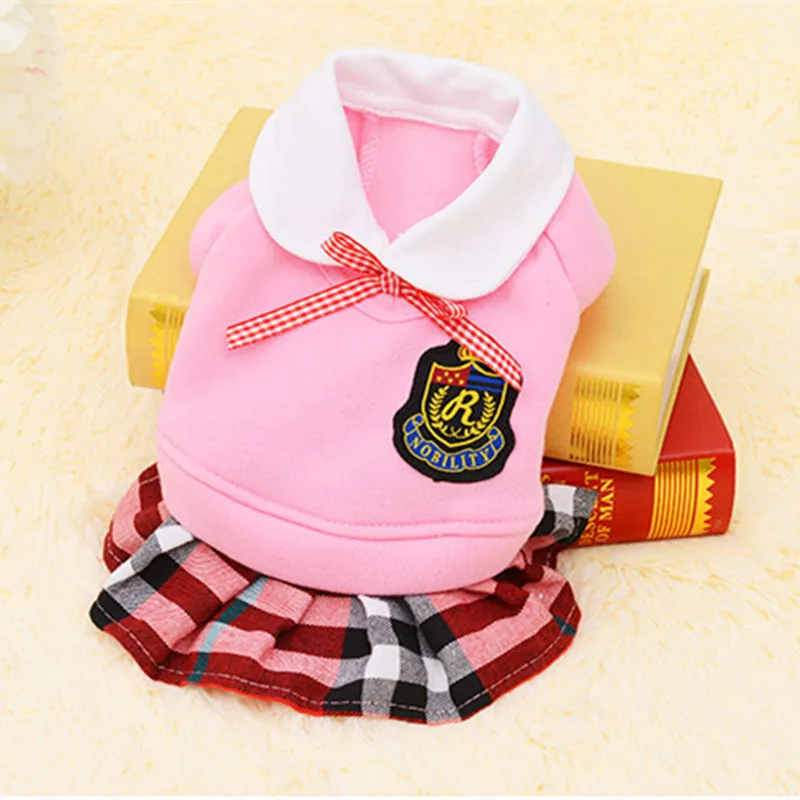 Школьный стиль, одежда для собак кошек, чихуахуа, одежда, платье с мопсами, пальто для щенков, одежда для маленьких собак, Roupa Para Cachorro 4S1 - Цвет: Pink Dress