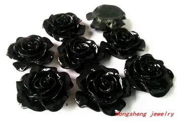 

20mm 100pcs/lot black color resin rose flower (back perforation) for chunky beads necklace jewelry making