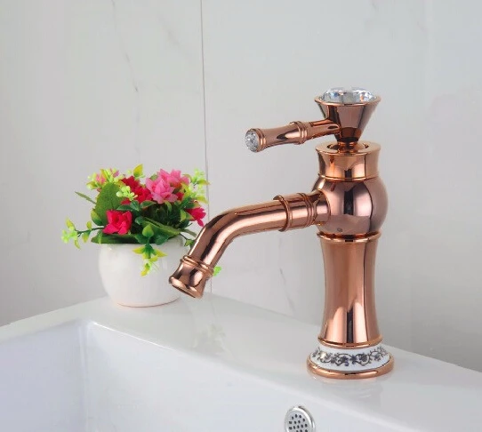 ارتفع الذهب الماس الكريستال الفاخرة الصين زهرة النحاس الحمام الغرور بالوعة/حوض torneira cozinha صنابير خلاطات صنابير (UP-5049S)