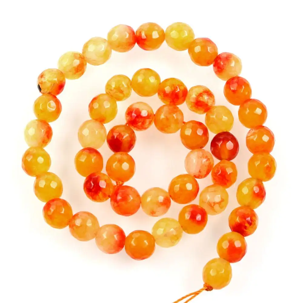 Red Yellow 1" нитяные бусины из натурального камня, граненые разноцветные мраморные каменные бусины, круглые бусины для изготовления ювелирных изделий, браслет 8 мм - Цвет: Red Yellow