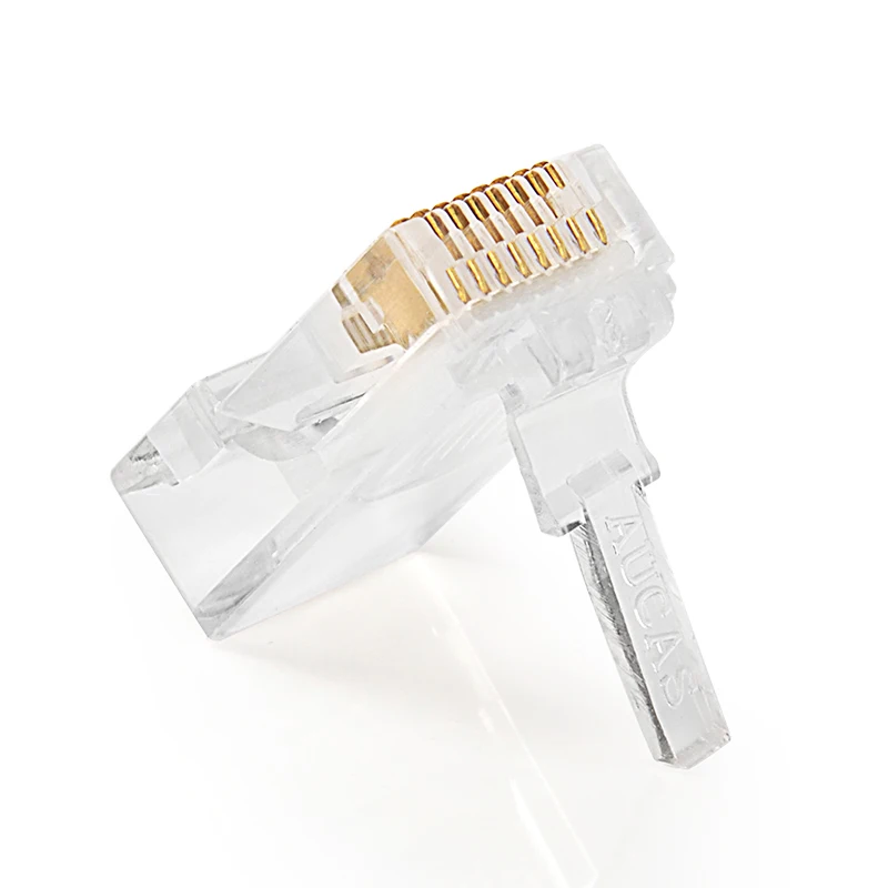 Aucas RJ45 Connector Modular Ethernet Cable Head Plug Cat5E Connector Gold-plated Unshielded Network 8P8C RJ45 Connector Aucas RJ45 Connector Modular Ethernet Cable Head Plug Cat5E Connector Gold-plated Unshielded Network 8P8C RJ45 Connector