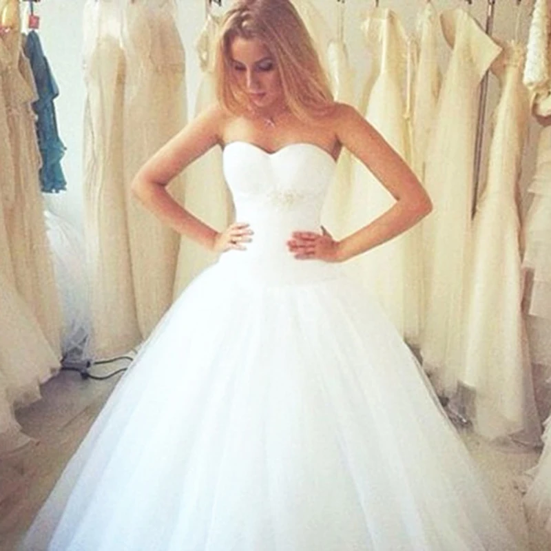 Elegant White Princess Wedding Gowns 2017 Sweetheart Pleated Tulle Elegant White Princess Wedding Gowns 2017 Sweetheart Pleated Tulle Ball Gown Dresses Backless New Arrival In From Weddings Events