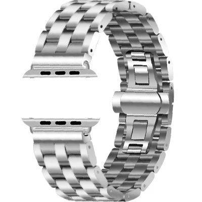Нержавеющая сталь для Apple Watch группа 4 42 мм/38mm 3 iwatch Группа 44 мм/40 мм ремешок петли для ремня ремешки Apple черный серебро золото - Цвет ремешка: Silver