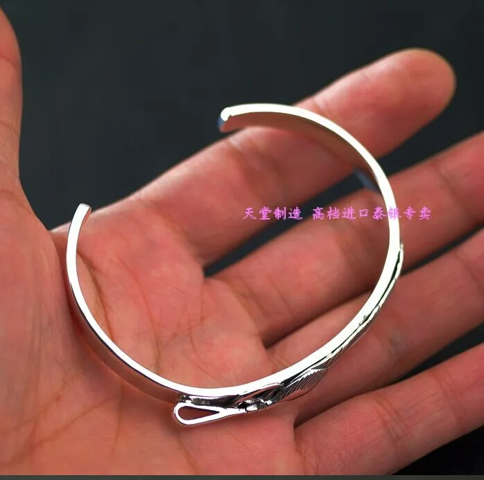

Thailand 925 sterling silver bracelet GORO'S styles for men feather bracelet