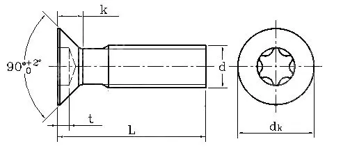 ISO14581 GB2673 M2 M2.5 M3 M4 M5 M6 M8 304 винт с потайной головкой из нержавеющей стали шестилепестковые винты с плоской головкой