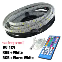 12 В SMD 5050 RGBW 60leds/M 300 светодиодов 5 м гибкая светлая RGB + белый Цвет/RGB + теплый белый Цвет с контроллером