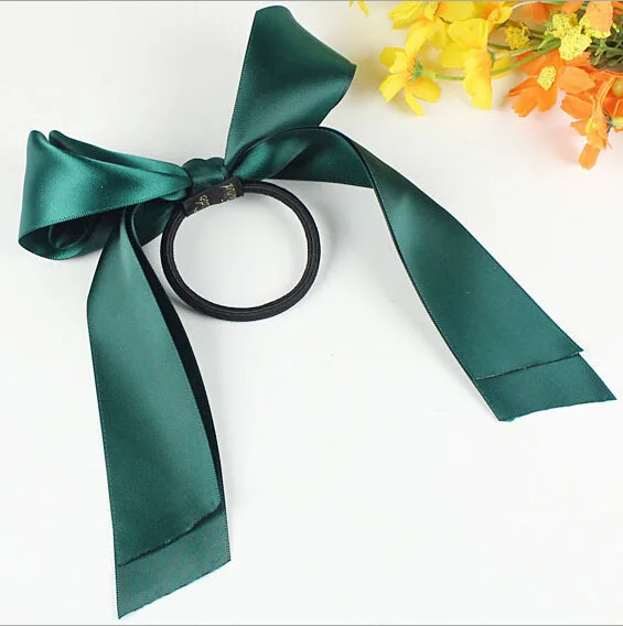 

2pcs Women Rubber Bands Tiara Satin Ribbon Bow Hair Band Rope Scrunchie Ponytail Holder Gum for Hair Accessories Elastic